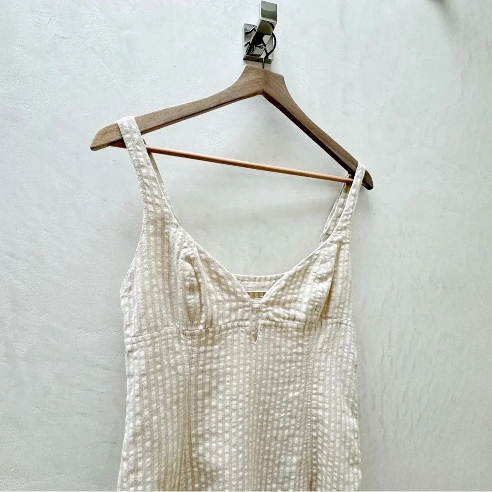 Urban Outfitters || Why Not Seersucker Mini Dress Ivory Medium - Picture 7 of 8